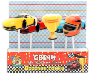 Свечи для торта на пиках "Весёлая гонка" (5 шт/уп), пластик уп., европодвес, С-0450