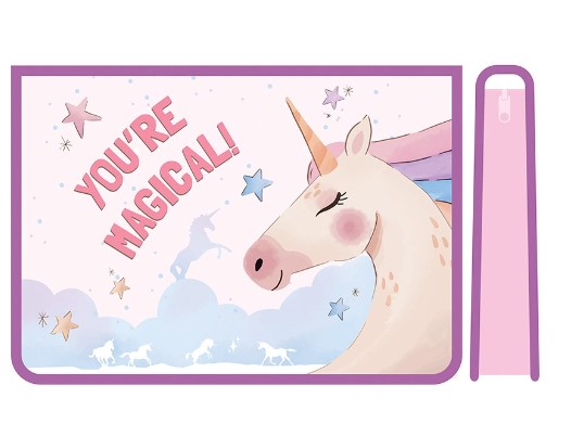 Папка для тетрадей А4 молния вокруг печать на пластике, МИЛЫЙ ЕДИНОРОГ, ПМ-А4-04