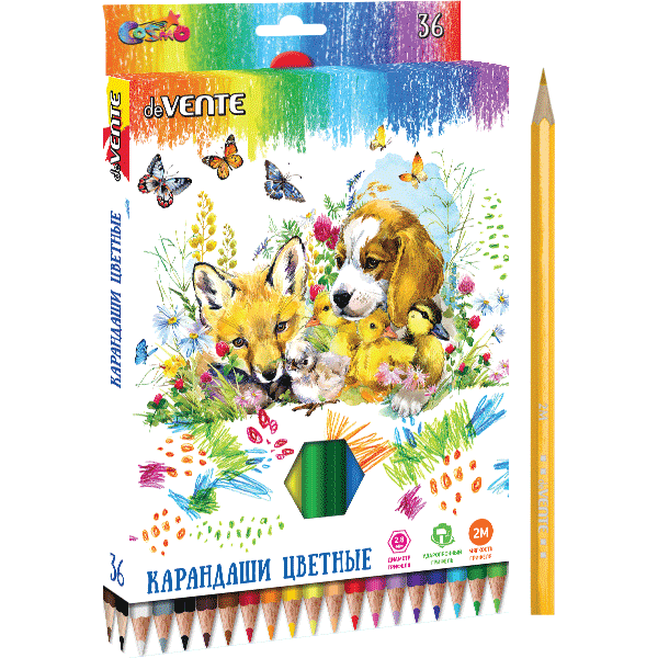 Карандаши 36 цв. deVente 'Cosmo'2М, заточен., картон. уп., европодвес, 5025300