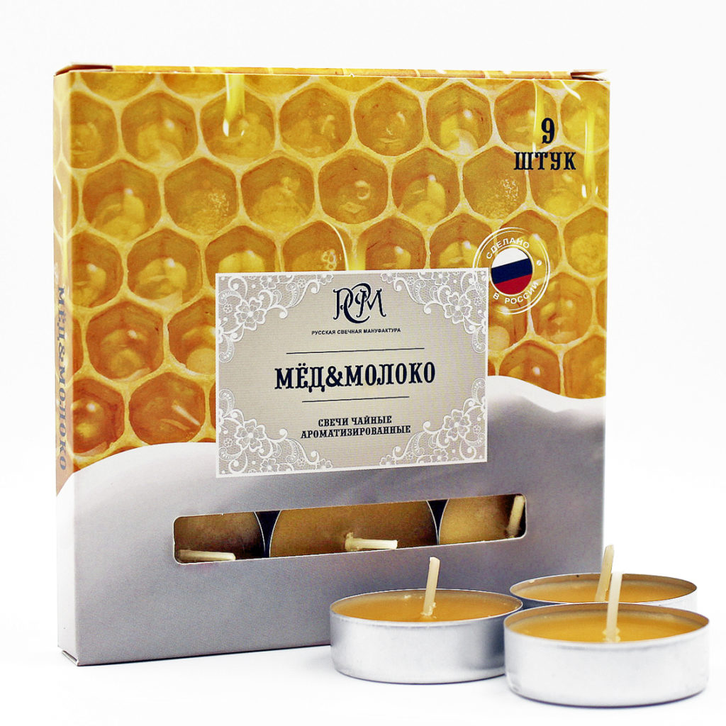Свеча чайная РСМ Мёд и молоко (9 шт;уп), 1300939