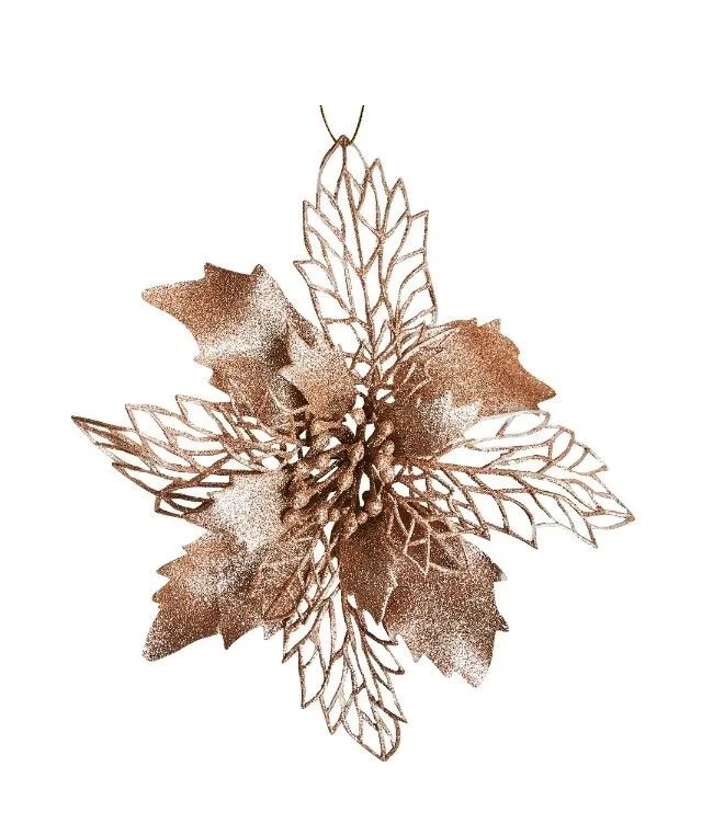 Новогодние украшения с блестками 16 см, Пуансеттия, (6 шт), 17-888;17-887;890;889