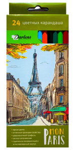 Карандаши 24 цв. Darlens "Mon Paris" заточен., картон. уп., европодвес, DL-DRL00089
