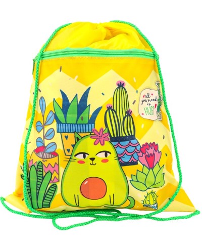 Сумка для сменной обуви 'Авокадо-котик', 1 отделение , желтый цвет, МО-0682