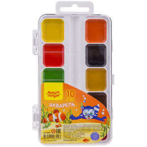 Акварель Мульти-Пульти "Енот в Красном море", медовая,10 цветов, без кисти, пластик, евр. АП_10704