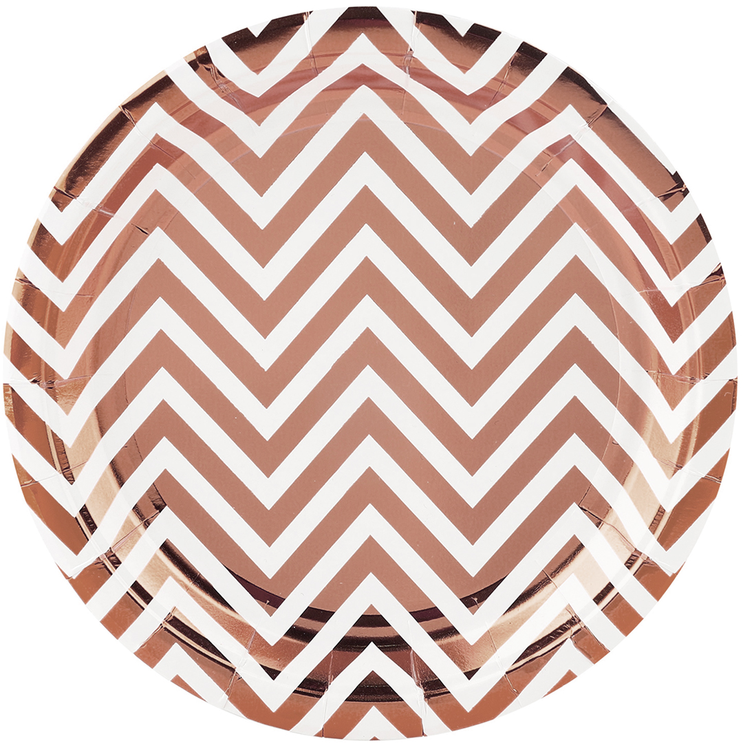Тарелки (7'';18 см) Зигзаги Розовое золото металлик (6 шт;уп), 6231888