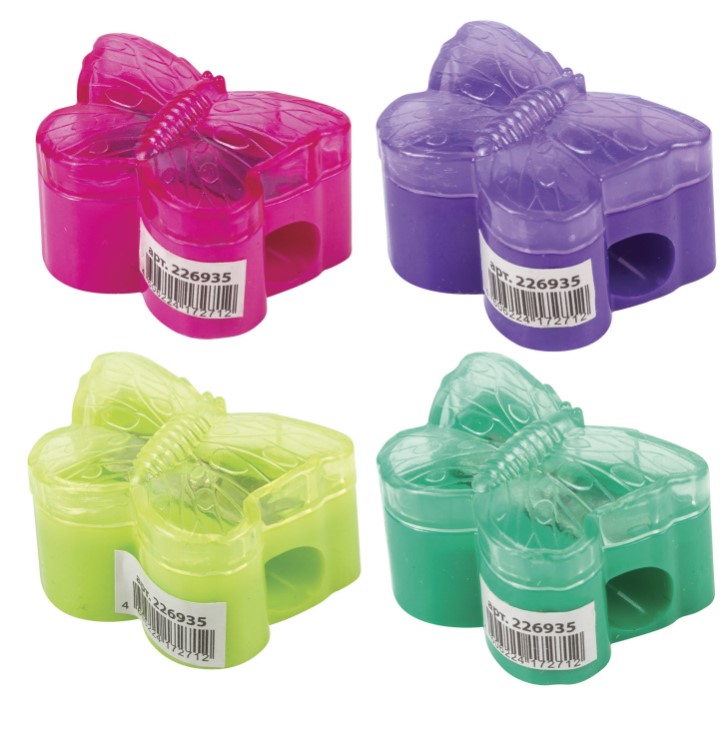 Точилка ПИФАГОР БАБОЧКА с контейнером, пластиковая, 226935