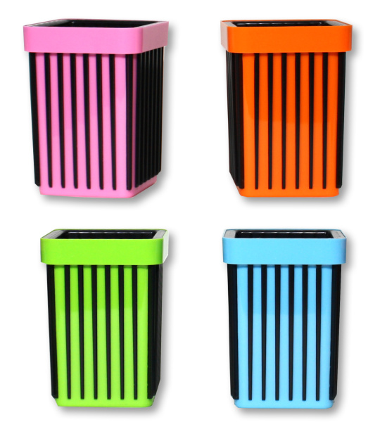 Стакан- пластиковый квадратный для ручек, съемный 2 в 1, цветной, AR-814