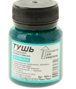 Тушь "РДК" латексная водостойкая , цвет зеленый, ТШЧ-з