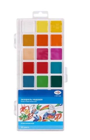 Акварель 'Гамма' Классическая 24 цвета медовая, без кисти, 1009198
