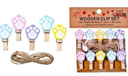 Прищепки декоративные деревянные ЛАПКИ (10 шт;уп), размер 3.5 х 0.7 см, M-1547