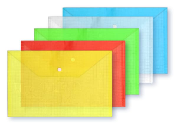 Папка-конверт на кнопке А4 прозрачная в клетку, AR-209-14 новый