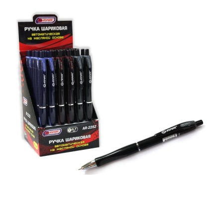 Ручка шариковая автоматическая на масляной основе синяя наконечник 0,7 мм, AR-2282