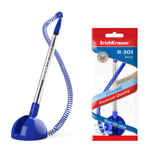 Ручка настольная Eriich Krause R-301 Desk Pen синяя 1,0 мм ,синий,плас.шнур, 46434¶