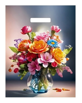 Пакет с вырубной ручкой 31x40см (60) (Цветочный коктейль) Глянцевый Артпласт, ВУР69135