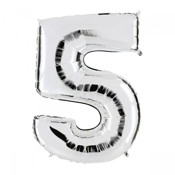 Шары фольга Цифры 40' Серебро '5' 100 см.