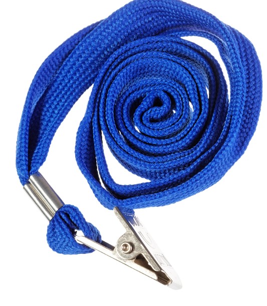 Шнурок для бейджей OfficeSpace, 45 см, металлический клип, синий, 284667