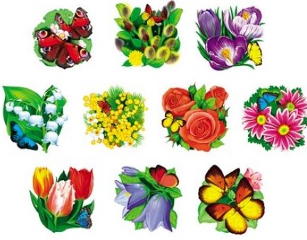 Весенний набор цветов на скотче, КМ-8294