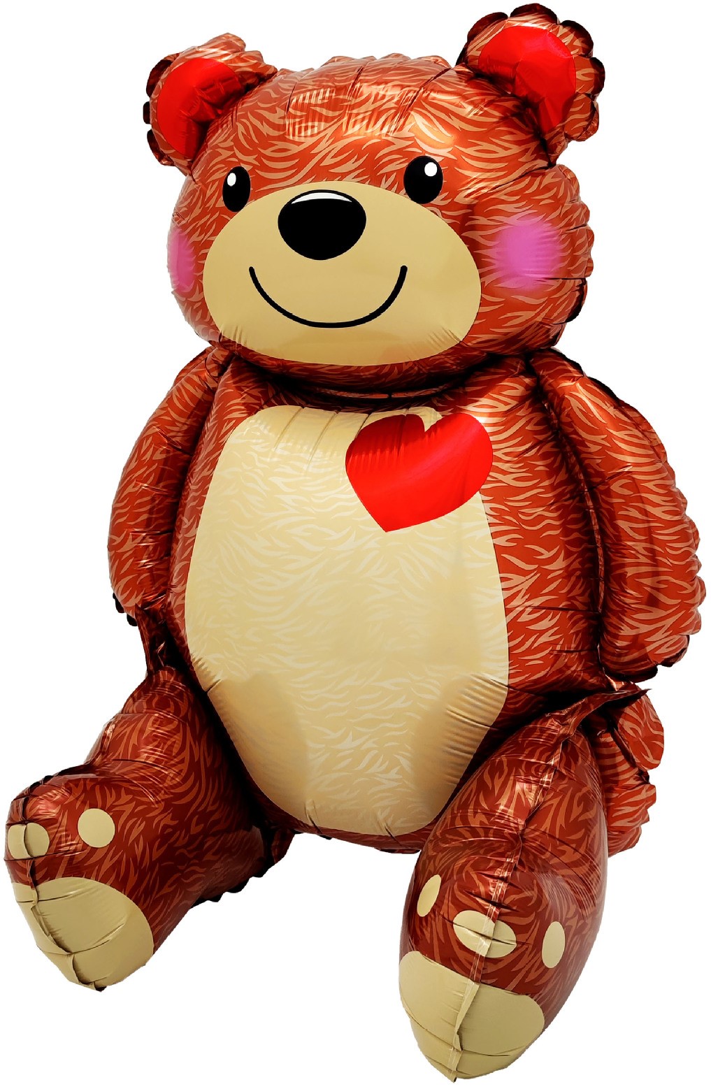 Шар (20''/51 см) Фигура 3D,Сидячий мишка с сердцем, 1 шт, 24399
