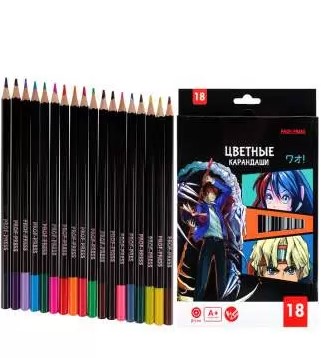 Карандаши цветные 18 цветов , Proff-Press 'Аниме', 3 мм, КЦ-3108