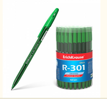 Ручка шариковая ErichKrause "R-301 Original Stick", зеленая, 0.7 мм, корпус тон. зеленый, 46775