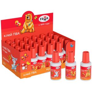 Клейка ПВА с кисточкой Гамма "Мультики", 20 грамм, 170620202