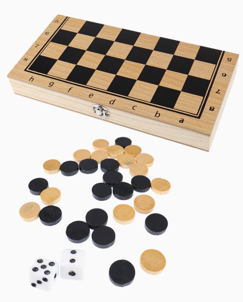 Шашки 29 см (доска дерево,фигуры дерево,без магнита, в плёнке), AN03236