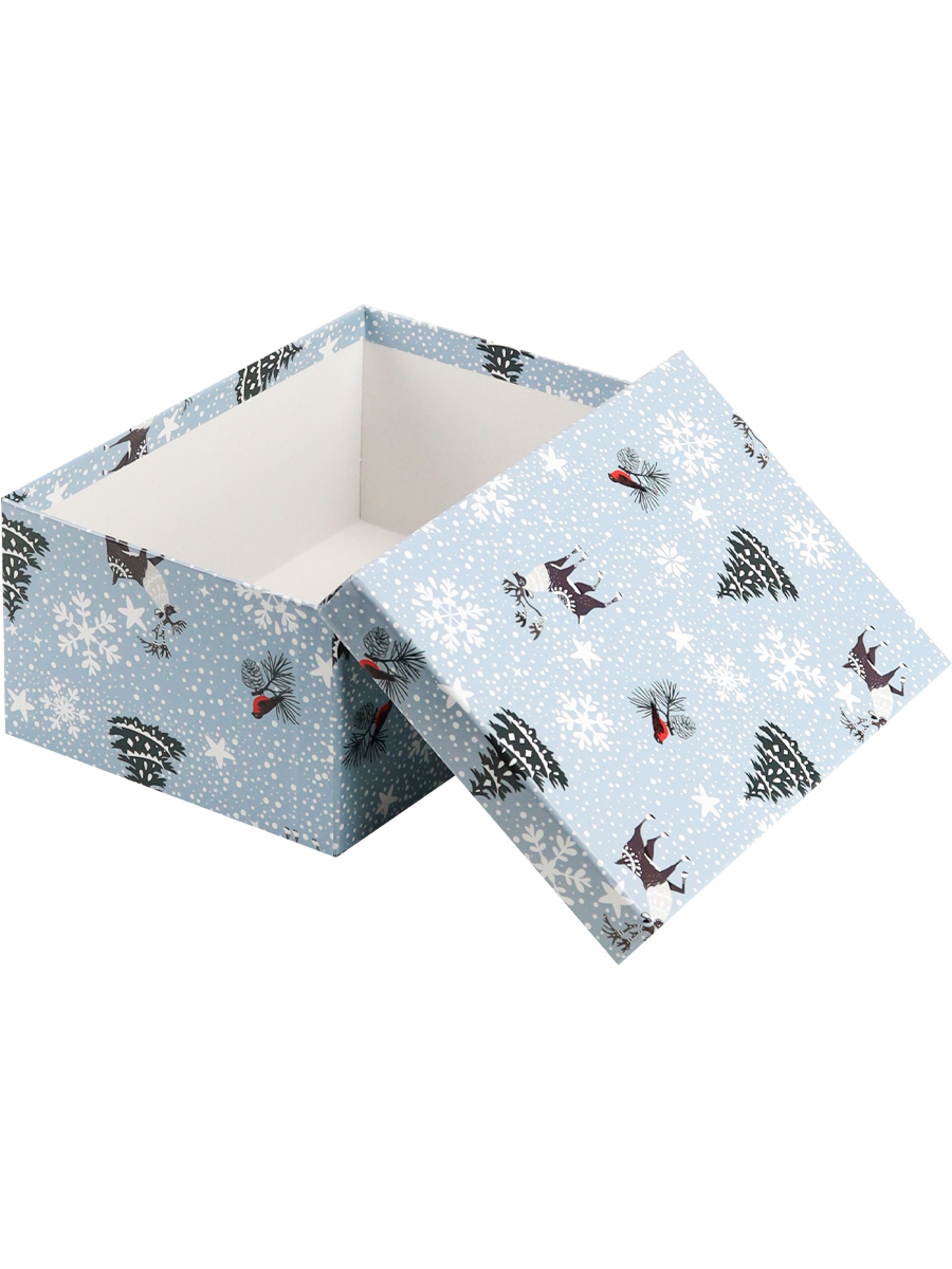 Коробка прямоугольная одинарная Зима в лесу 23х16 см, КОР-6878