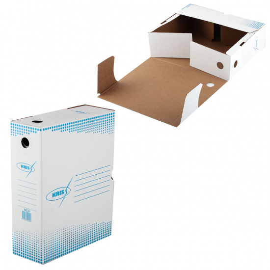 Короб архивный, ширина 100 мм (260x100x325 мм) гофрокартон, белый;ASR 7117 (АС-9)