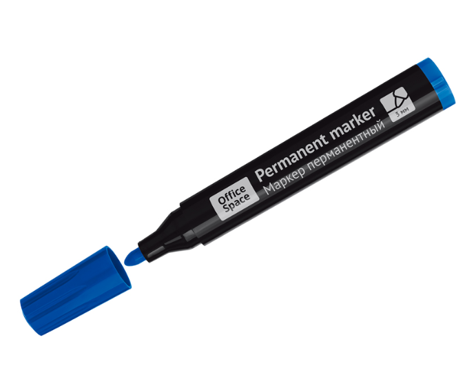 Маркер перманентный OfficeSpace 'Contact' синий, пулевидный, без клипа, 3мм, 269074