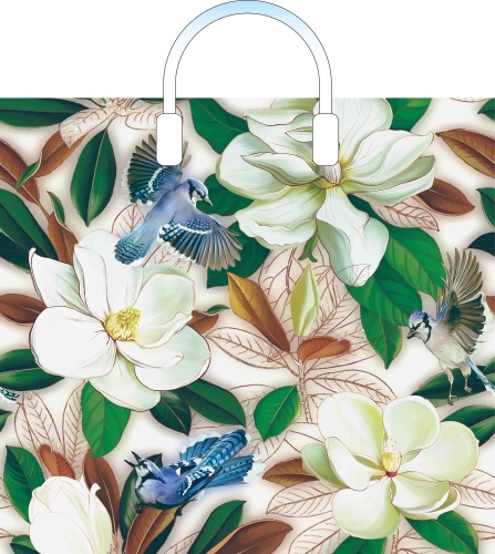 Пакет ПЭ с пластмассовыми ручками 38х34+3 (90) , (Прятки в цветах) Россия, ПЛР51618