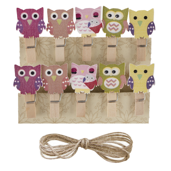 Декоративные прищепки, 'Совушки', 3,5 см, (10 шт;уп), 6231472