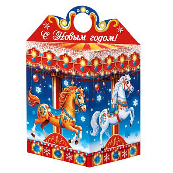 Новогодняя упаковка "КАРУСЕЛЬ", 1000 гр, картонная подарочная коробка для конфет, 15010715