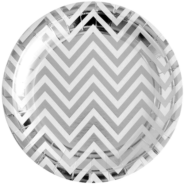 Тарелки (7'';18 см) Зигзаги, серебро, металлик, (6 шт;уп), 6224015