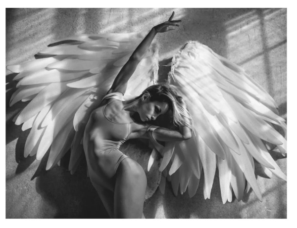 Холст с красками  40х50 см. Девушка - ангел . арт.Х-7084